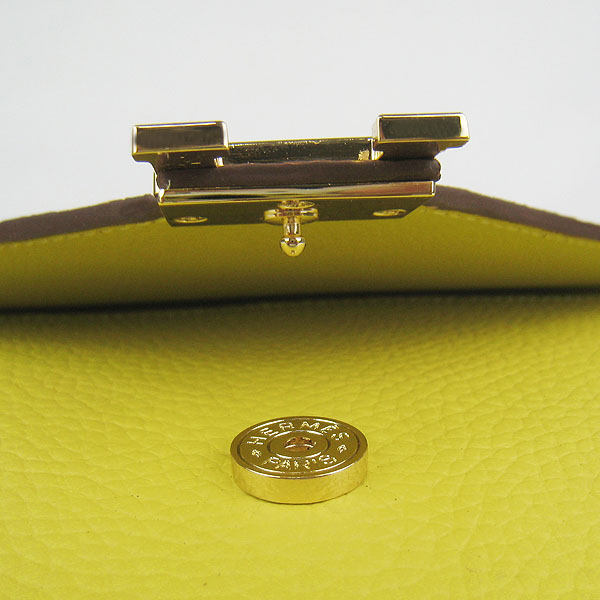 7A Hermes Togo Leather Messenger Bag Lemon With Gold Hardware H021 Replica - Click Image to Close